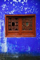 Blue Temple wall detail, Mingshan, Fengdu Ghost City, Fengdu, Yangtze River, Chongqing Province, China Fine Art Print