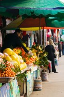 Fruit stalls at a street market, Mingshan, Fengdu Ghost City, Fengdu, Yangtze River, Chongqing Province, China Fine Art Print