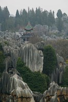 Observation tower on limestone formations, The Stone Forest, Shilin, Kunming, Yunnan Province, China Fine Art Print