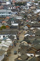 High angle view of houses in a village, Tianshengying, Erhai Hu Lake Area, Yunnan Province, China Fine Art Print