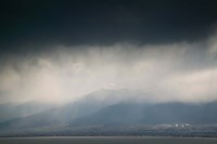 Cangshan mountains and western shore of Erhai Hu Lake during spring storm, Wase, Erhai Hu Lake Area, Yunnan Province, China Fine Art Print