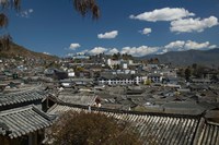 High angle view of houses in a town, Old Town, Lijiang, Yunnan Province, China Fine Art Print