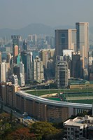 High angle view of a horseracing track, Happy Valley Racecourse, Happy Valley, Wan Chai District, Hong Kong Fine Art Print