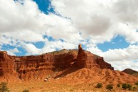 Rock formations under the cloudy sky, Capitol Reef National Park, Utah, USA Fine Art Print