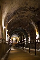 Pommery Champagne Winery passageway to ancient Gallo-Roman quarries, Reims, Marne, Champagne-Ardenne, France Fine Art Print
