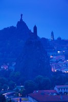 Rocher Corneille with Saint Michel d'Aiguilhe and Cathedral of Notre Dame Le Puy, Le Puy-en-Velay, Haute-Loire, Auvergne, France Fine Art Print