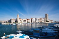 Old Port with city at the waterfront, Sete, Herault, Languedoc-Roussillon, France Fine Art Print