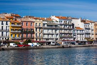 Old Port waterfront with buildings in the background, Sete, Herault, Languedoc-Roussillon, France Fine Art Print