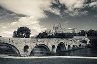 Pont Vieux bridge with Cathedrale Saint-Nazaire in the background, Beziers, Herault, Languedoc-Roussillon, France Fine Art Print