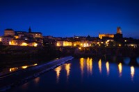 Town with Cathedrale Sainte-Cecile at evening, Albi, Tarn, Midi-Pyrenees, France Fine Art Print
