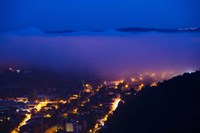 Elevated view of a Town viewed from Mont St-Cyr at dawn, Cahors, Lot, Midi-Pyrenees, France Fine Art Print