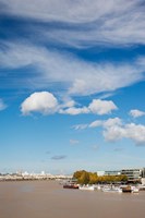 Boats with a city at the waterfront, Garonne River, Bordeaux, Gironde, Aquitaine, France Fine Art Print