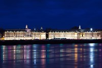 Place de la Bourse buildings from the Garonne River at dusk, Bordeaux, Gironde, Aquitaine, France Fine Art Print