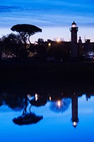 Silhouette of Old Port Lighthouse at dawn, La Rochelle, Charente-Maritime, Poitou-Charentes, France Fine Art Print