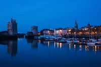 Tour St-Nicholas and Tour de la Chaine towers at dawn, Old Port, La Rochelle, Charente-Maritime, Poitou-Charentes, France Fine Art Print