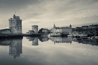 Tour St-Nicholas, Old Port, La Rochelle, Charente-Maritime, Poitou-Charentes, France (black and white) Fine Art Print