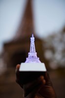 Close-up of a souvenir miniature Eiffel Tower lamp, Paris, Ile-de-France, France Fine Art Print