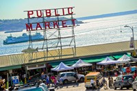 People in a public market, Pike Place Market, Seattle, Washington State, USA Fine Art Print