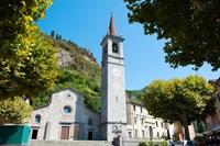 Church on main square, Varenna, Lake Como, Lombardy, Italy Fine Art Print