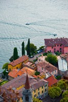 High angle view of buildings in a town at the lakeside, Varenna, Lake Como, Lombardy, Italy Fine Art Print