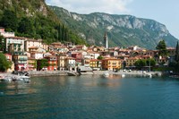 Buildings in a Town at the Waterfront, Varenna, Lake Como, Lombardy, Italy Fine Art Print
