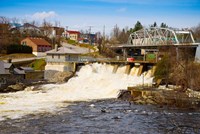 Spring flood at Hydro Falls on Muskoka River, Bracebridge, Ontario, Canada Fine Art Print
