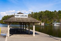 Town dock and cottages at Port Carling, Ontario, Canada Fine Art Print