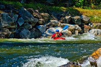 Man kayaking in rapid water, Ontario, Canada Fine Art Print
