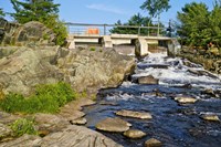 Water falling through dam, Moon River Dam, Moon River, Bala, Ontario, Canada Fine Art Print