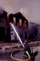 Firefighter during a rescue operation, USA Fine Art Print