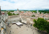 Aerial view of square named for John XXIII, Avignon, Vaucluse, Provence-Alpes-Cote d'Azur, France Fine Art Print