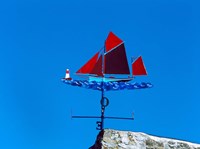 Low angle view of weather vane, Morgat, Crozon, Finistere, Brittany, France Fine Art Print