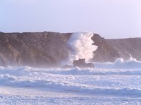 Waves crashing on the coast, Pointe De Pen-Hir, Camaret-Sur-Mer, Finistere, Brittany, France Fine Art Print