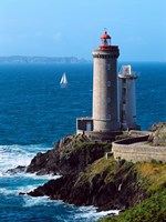 Lighthouse at the coast, Phare du Petit Minou, Goulet de Brest, Finistere, Brittany, France Fine Art Print