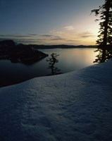 Lake at sunset, Llao Rock, Wizard Island, Crater Lake National Park, Oregon, USA Fine Art Print