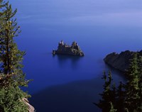 Phantom Ship island viewed from Sun Notch overlook, Crater Lake, Crater Lake National Park, Oregon, USA Fine Art Print