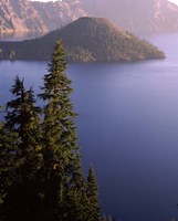 Wizard Island from Rim Village in the Crater Lake, Crater Lake National Park, Oregon, USA Fine Art Print