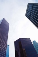 Low angle view of skyscrapers, Wells Fargo Center, California Plaza, US Bank Building, Los Angeles, California, USA Fine Art Print