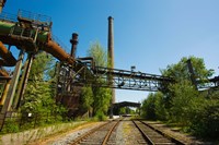 Railroad tracks passing through an old steel mill, North Duisburg Landscape Park, Ruhr, North Rhine Westphalia, Germany Fine Art Print