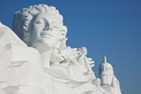 French themed Snow Sculpture by frozen Sun Island Lake, Harbin, China Fine Art Print