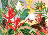 Butterflies and Red Christmas Heliconia Fine Art Print