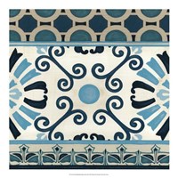 Non-Embellished Indigo Frieze III Fine Art Print