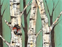 Birch Grove on Teal I Fine Art Print