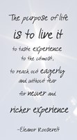 The Purpose of Life is to Live It -Eleanor Roosevelt Fine Art Print