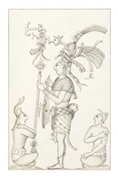 Drawing of stucco relief at the Palace, Maya ruins at Palenque Fine Art Print