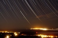 Star trails above a village in the central desert of Iran Fine Art Print