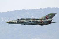 A Bulgarian Air Force MiG-21bis low flying over Bulgaria Fine Art Print