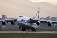 An Antonov An-124 aircraft taking off from Sofia Airport, Bulgaria Fine Art Print