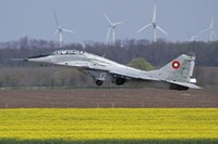A Bulgarian Air Force MiG-29UB aircraft taking off Fine Art Print