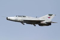 A Serbian Air Force MiG-21UM jet fighter Fine Art Print